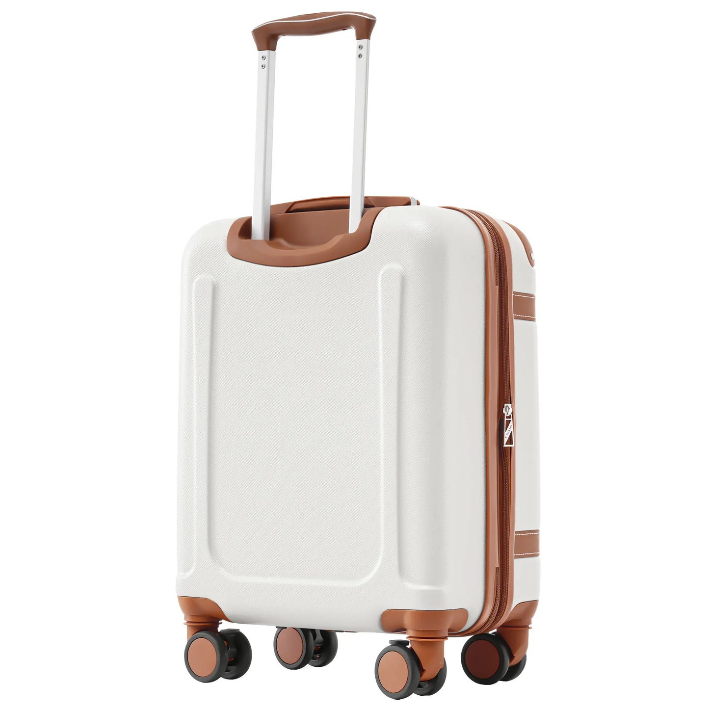 Valise rigide, valise, bagage à main 4 rouleaux, matériau ABS, serrure douanière TSA, 56*38.5*23.5, (crème + marron)
