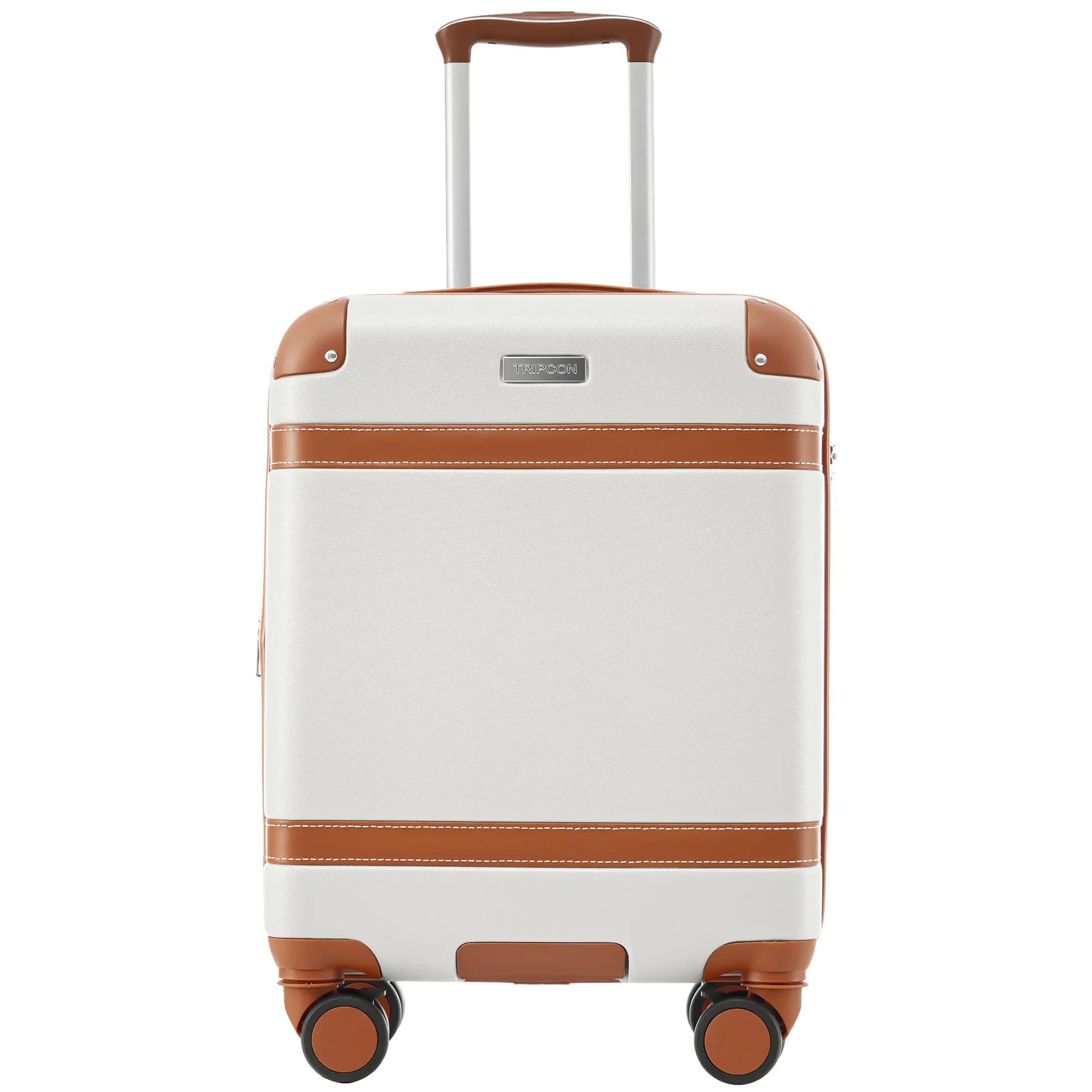 Valise rigide, valise, bagage à main 4 rouleaux, matériau ABS, serrure douanière TSA, 56*38.5*23.5, (crème + marron)