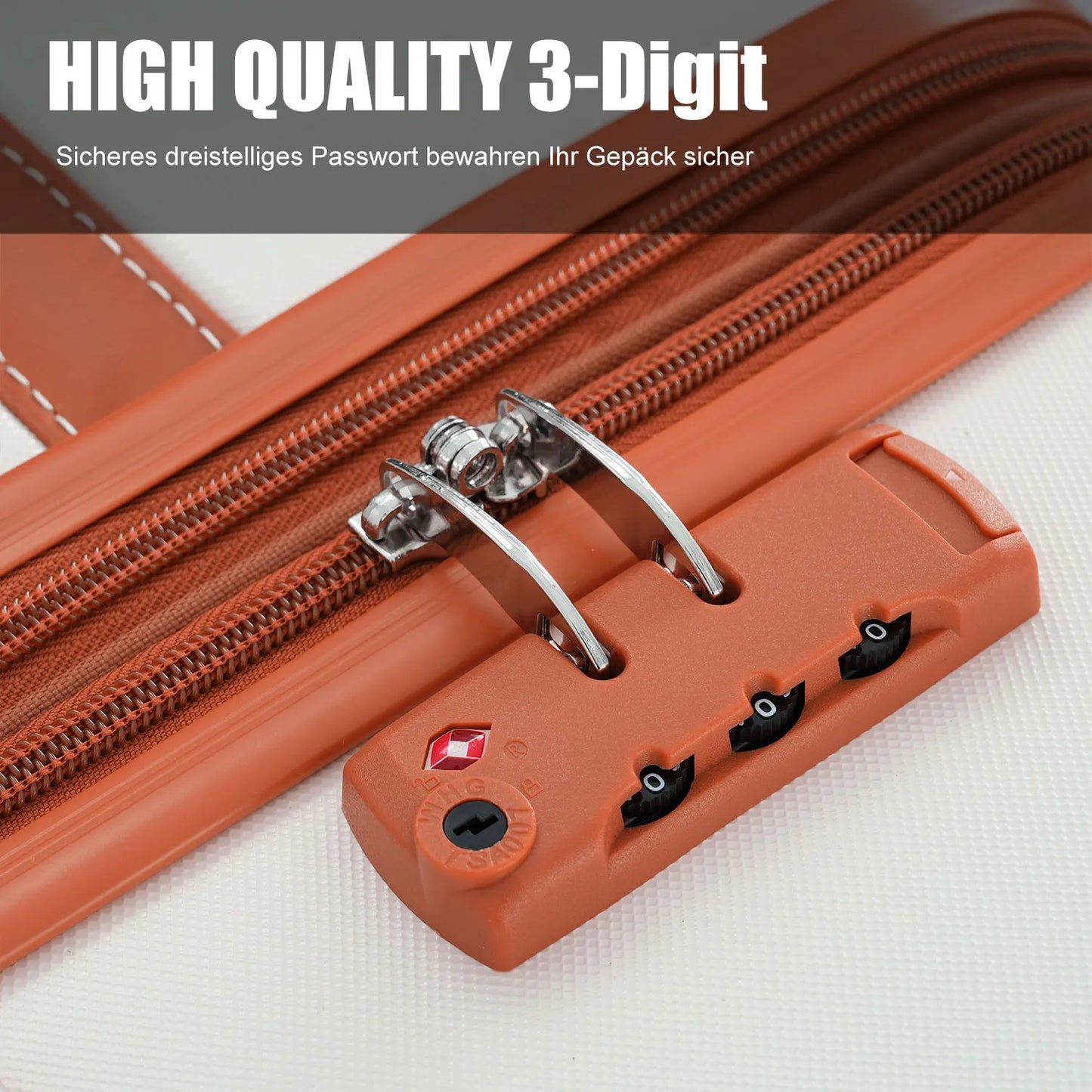 Valise rigide, valise, bagage à main 4 rouleaux, matériau ABS, serrure douanière TSA, 56*38.5*23.5, (crème + marron)