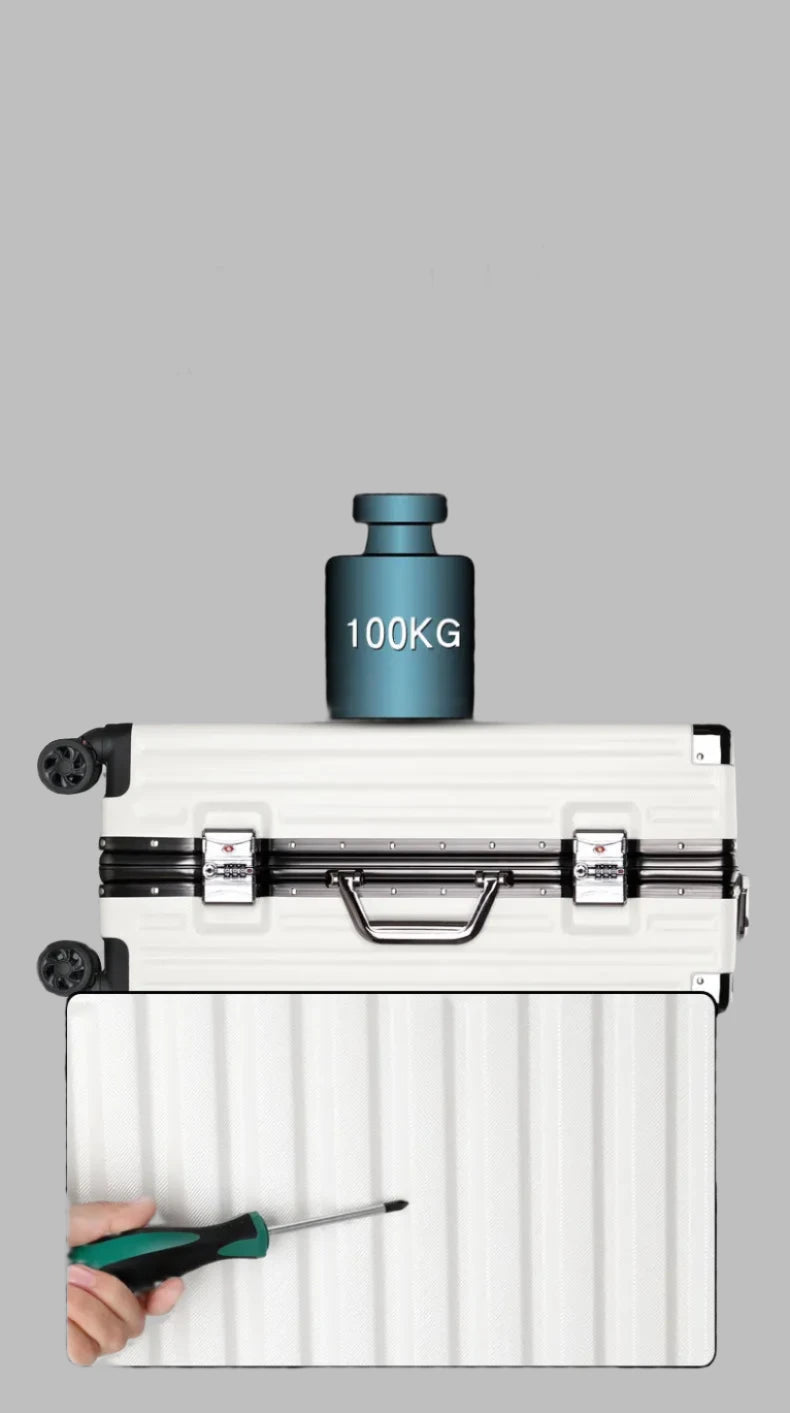 Valise à roulettes anti-collision, bagage de grande capacité, cadre en aluminium renforcé, boîte à mot de passe, valise décontractée, roue silencieuse, 20 po, 22 po, 24 po, 26 po
