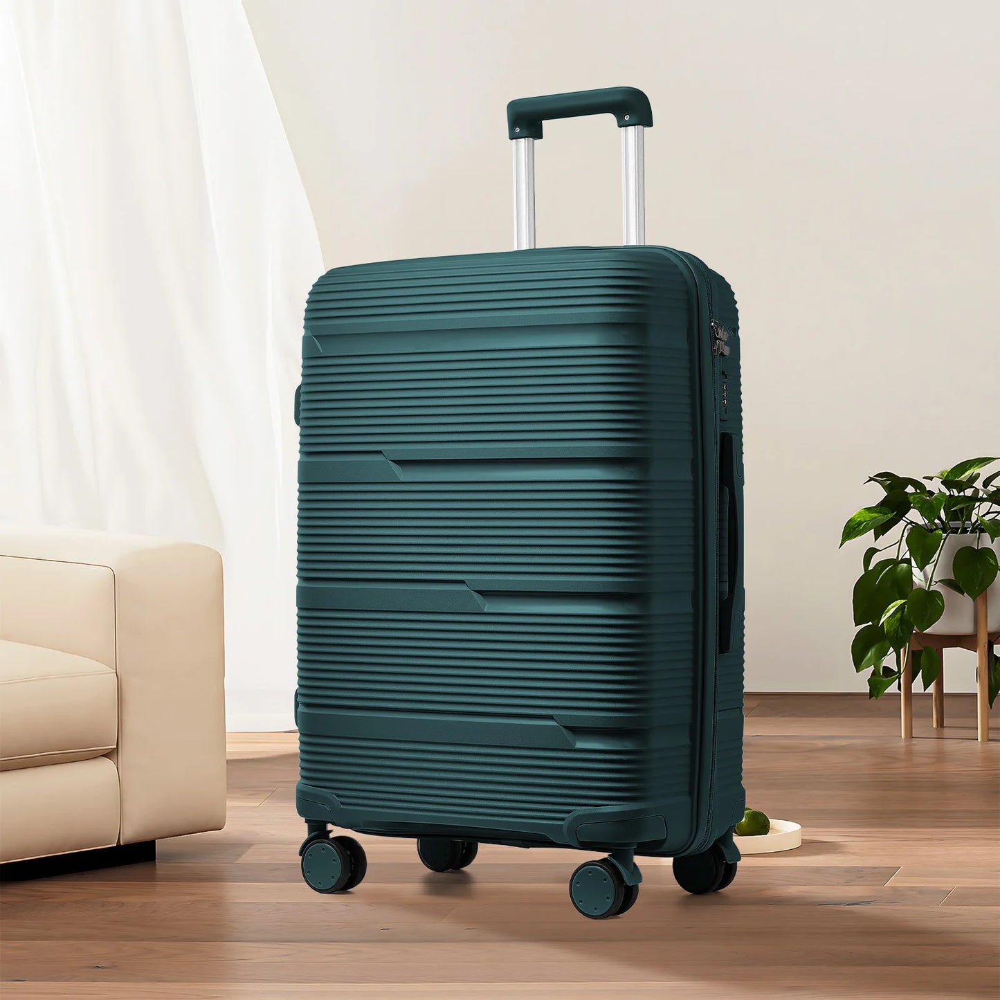 Valise de voyage roulante pour hommes et femmes, valise à roulettes, cabine d'embarquement, bagage à main, nouveau design, 20 po, 24, 28, en effet verte