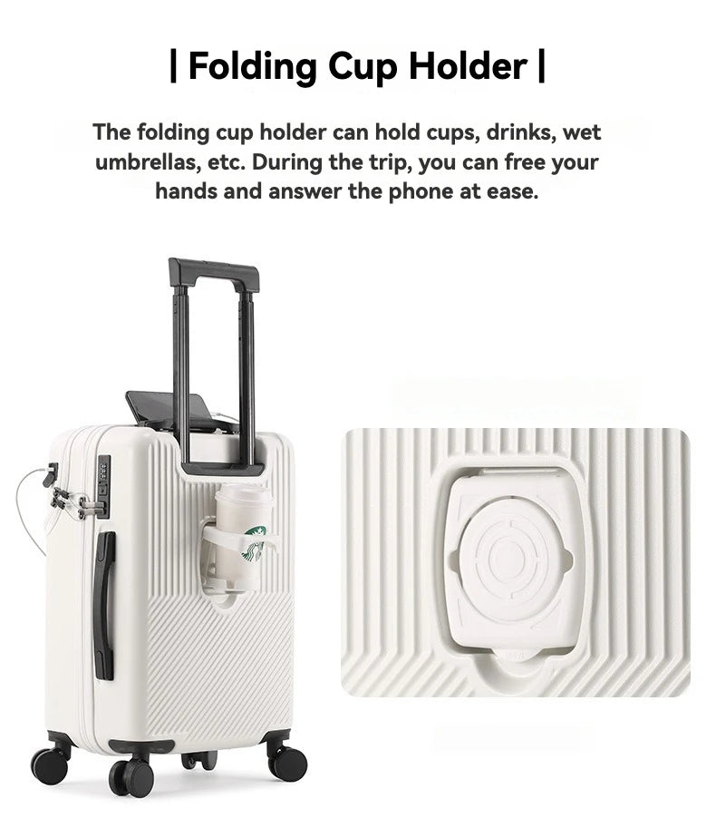 bagages durables pour hommes, valise avant ouverte, serrure TSA, roue tournante silencieuse USB, chargement, voyage à main, nouveau, 2024, 20, 22, 24/26