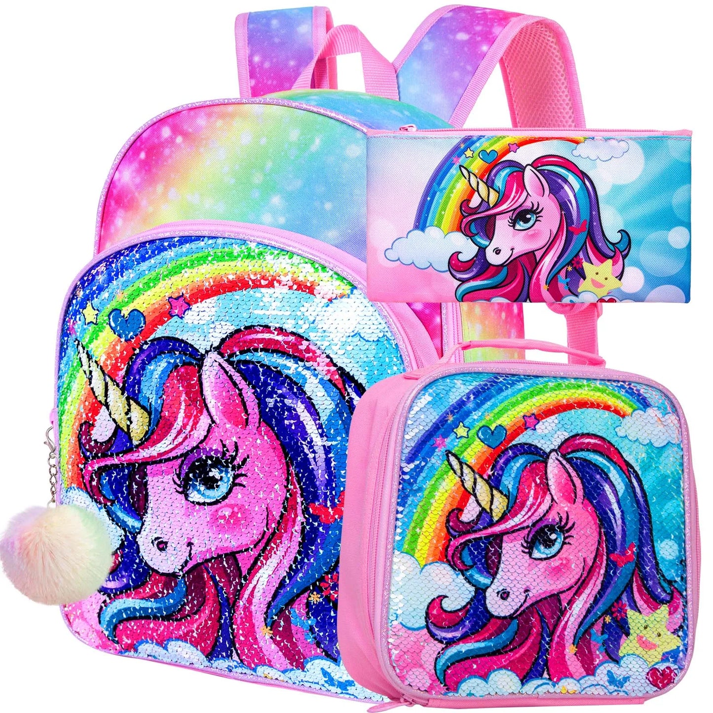 cartable licorne pour enfants avec boîte à lunch
