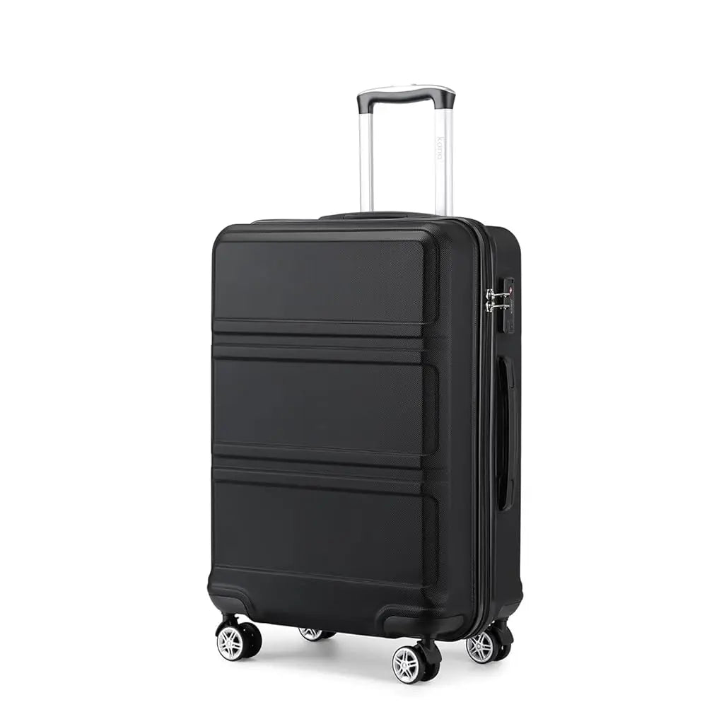 Grande Valise ABS noire Légère, Valise Trolley payée ity L, 4 Roues Jumelles, Serrure TSA, Matériau ABS