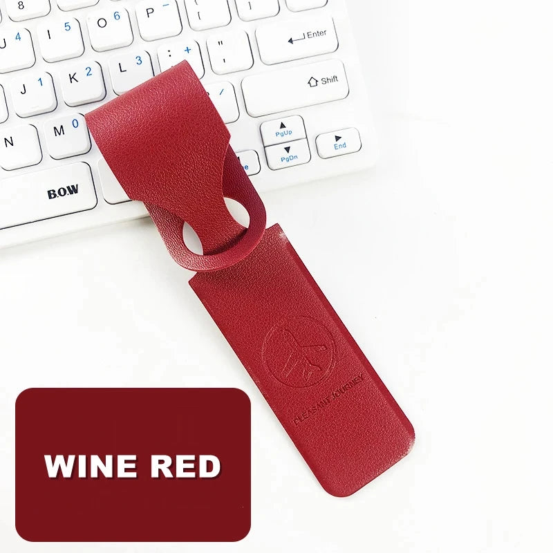 Étiquette rouge de bagage en cuir PU, 1 pièce