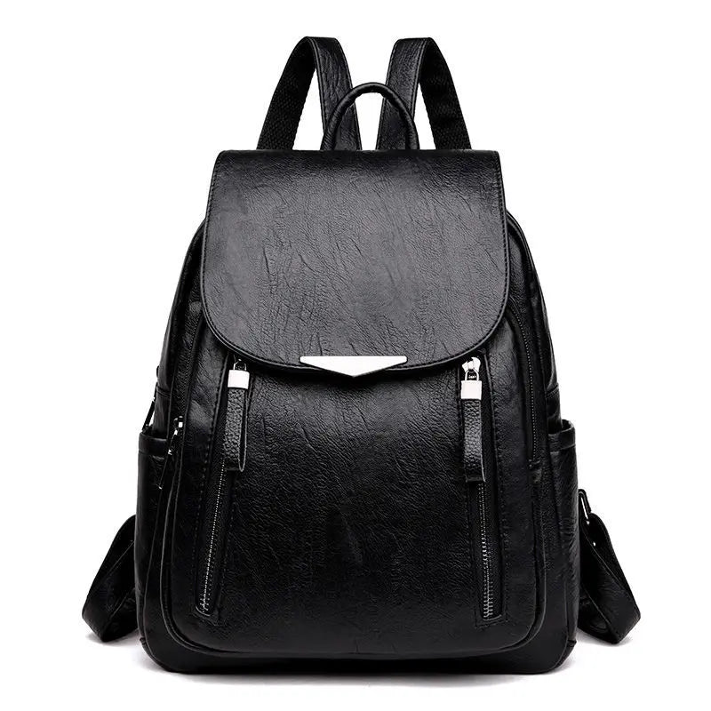 Sac à dos femme voyage grand sac à dos en cuir PU sac à main cartable pour filles femme épaule dos mochila noir
