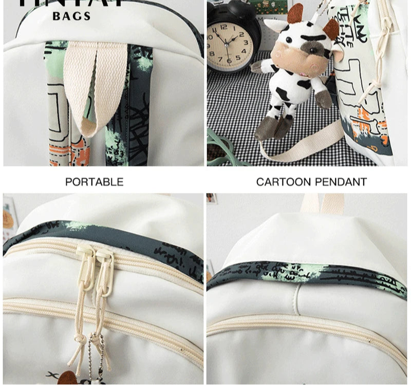 Sac à dos d'école en toile vintage pour filles, sac à livres esthétique avec poches cachées, sac d'université léger pour le sport, la salle de sport
