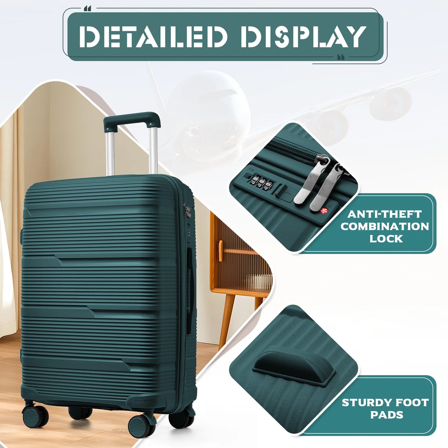 Valise de voyage roulante pour hommes et femmes, valise à roulettes, cabine d'embarquement, bagage à main, nouveau design, 20 po, 24, 28, en effet serrure