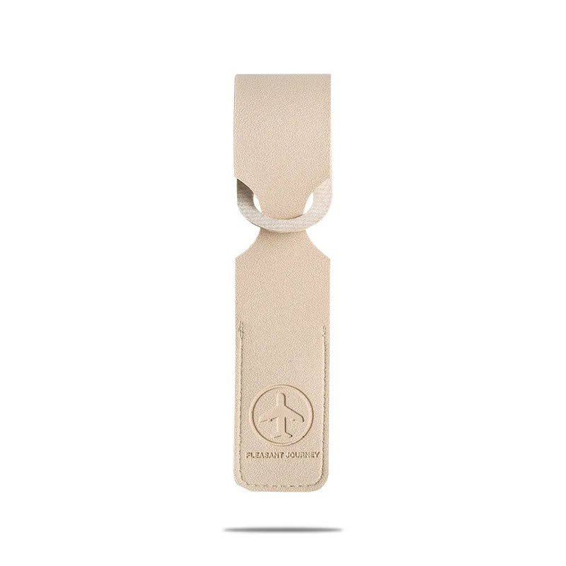 Étiquette beige de bagage en cuir PU, 1 pièce