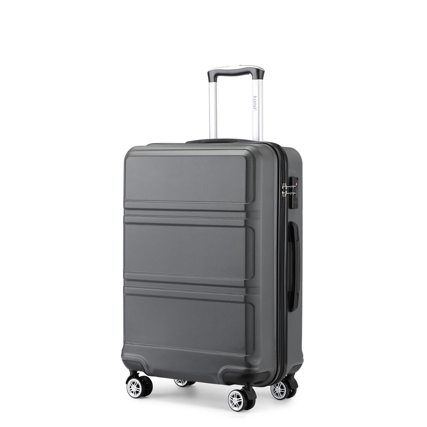 Grande Valise grise Légère, Valise Trolley payée ity L, 4 Roues Jumelles, Serrure TSA, Matériau ABS