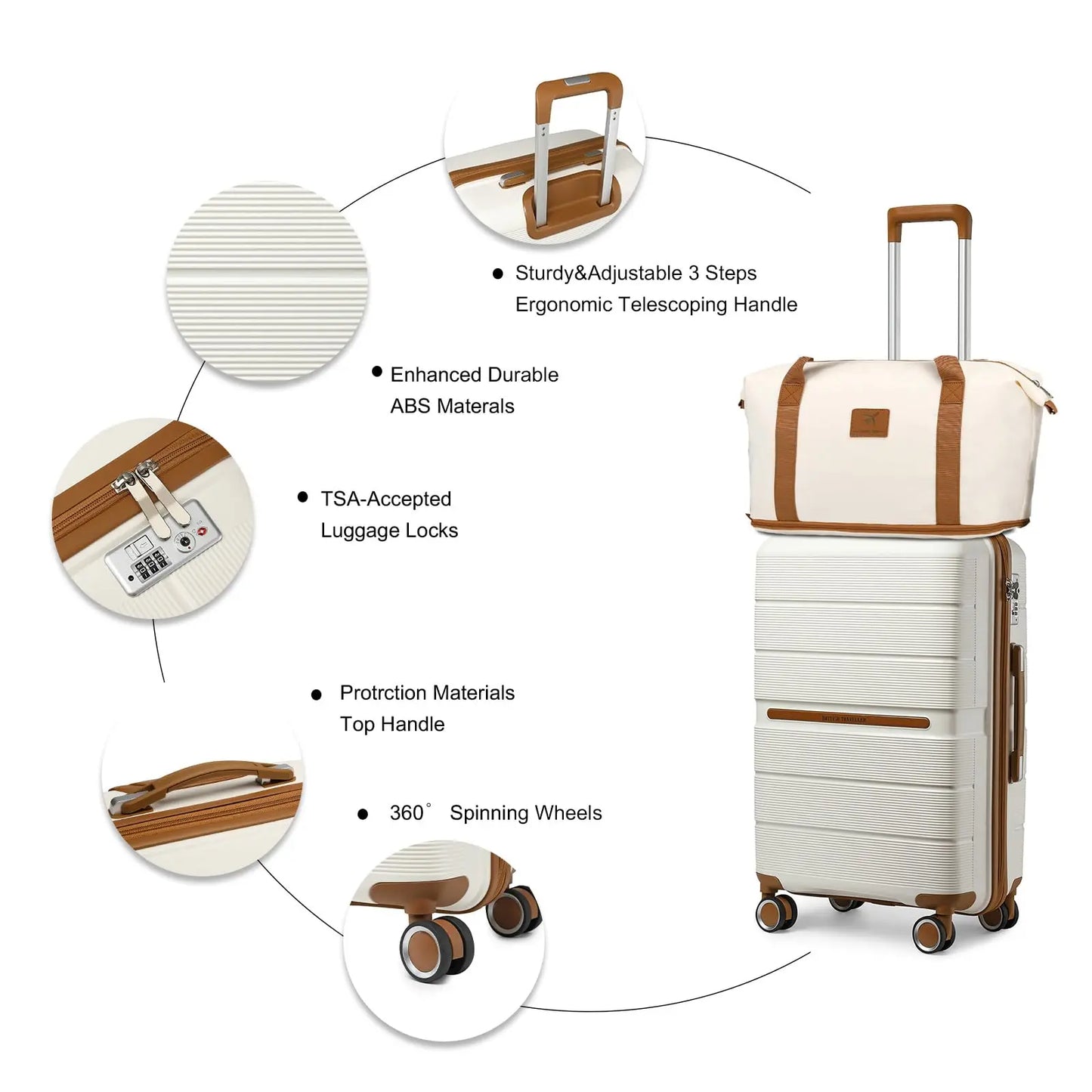 valise légère rigide en polypropylène avec serrure TSA