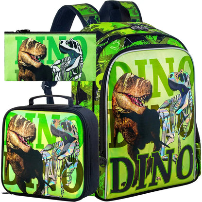3 pièces sac à dos pour enfants pour garçons, sacs à livres préscolaires résistants à l'eau dino de 16 pouces, sacs à dos d'école primaire Cool 
