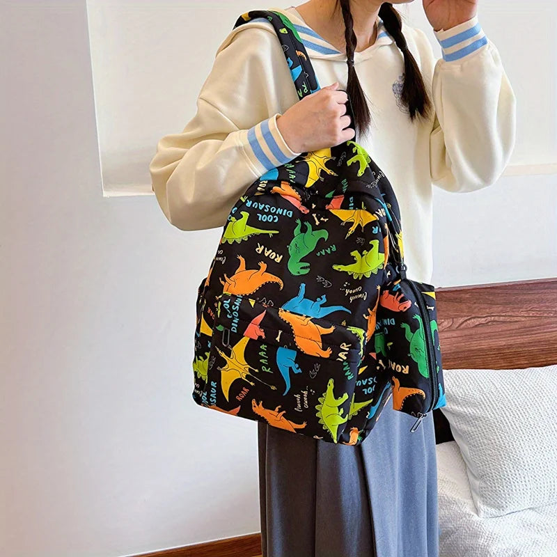 4 pièces ensemble retour à l'école grande capacité sac à dos & sac à main et trousse à crayons décontracté mode sac à dos dessin animé motif impression pour l'école