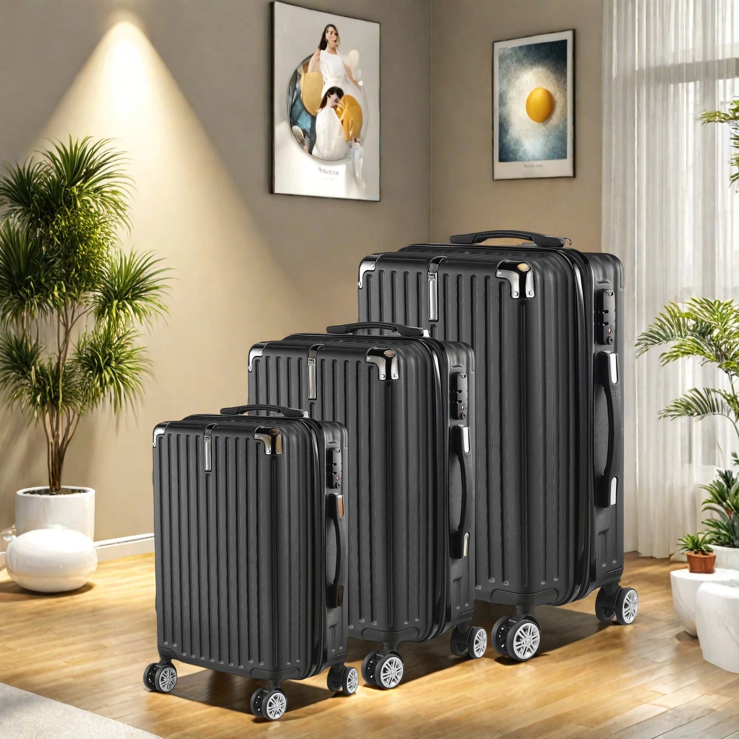 Un ensemble de 3 valises à roulettes