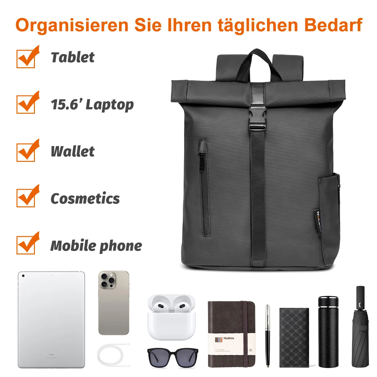 Lightweight multi-pocket backpack