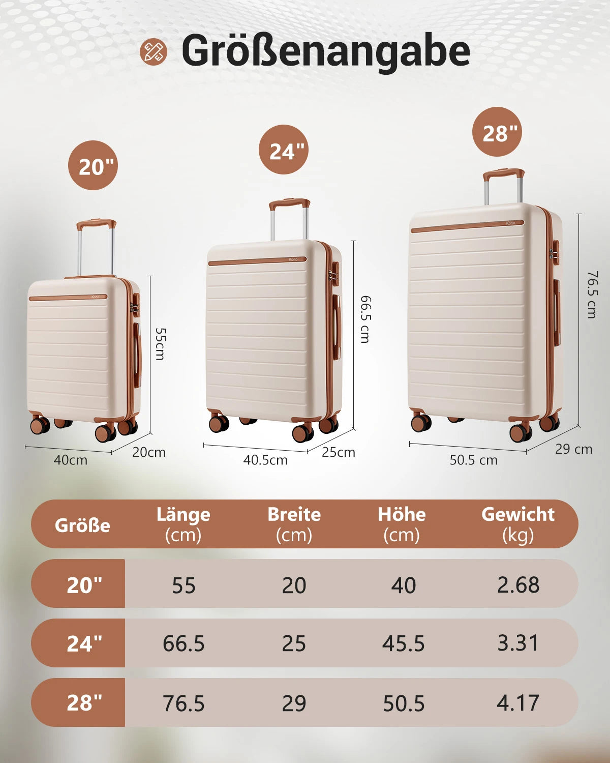 Ensemble de bagages de voyage, avec roulettes doubles et poignée télescopique