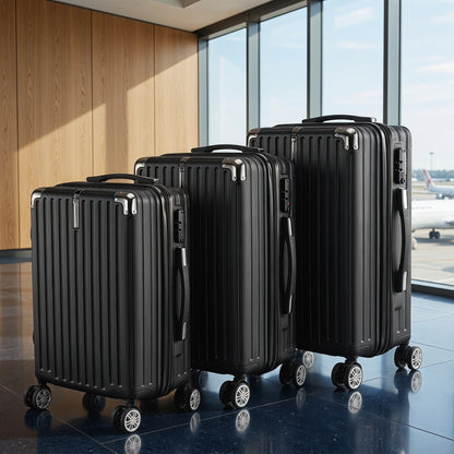 Ensemble de bagages rigides, 3 pièces avec serrure TSA