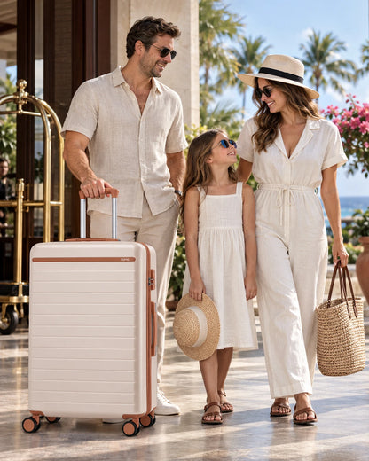 Ensemble de bagages de voyage, avec roulettes doubles et poignée télescopique