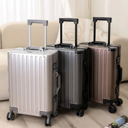 Bagages durables en alliage d'aluminium Magnalium pour hommes et femmes, bagage à main de grande capacité, voyage d'embarquement, nouveau, 2024, 20, 24, 26 et 28 pouces