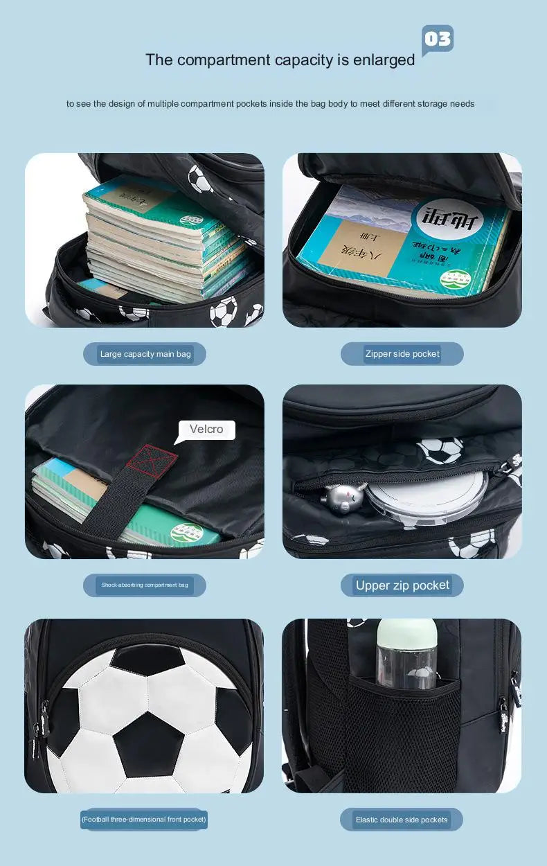 Cartable léger de football pour enfants, sacs d'école de voyage pour adolescent