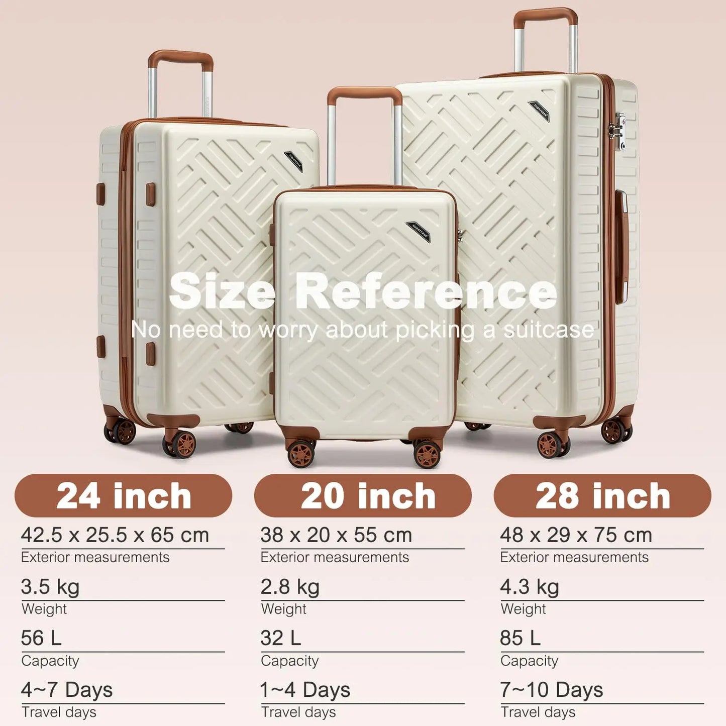 Ensemble de bagages 3 pièces haut de gamme en PC