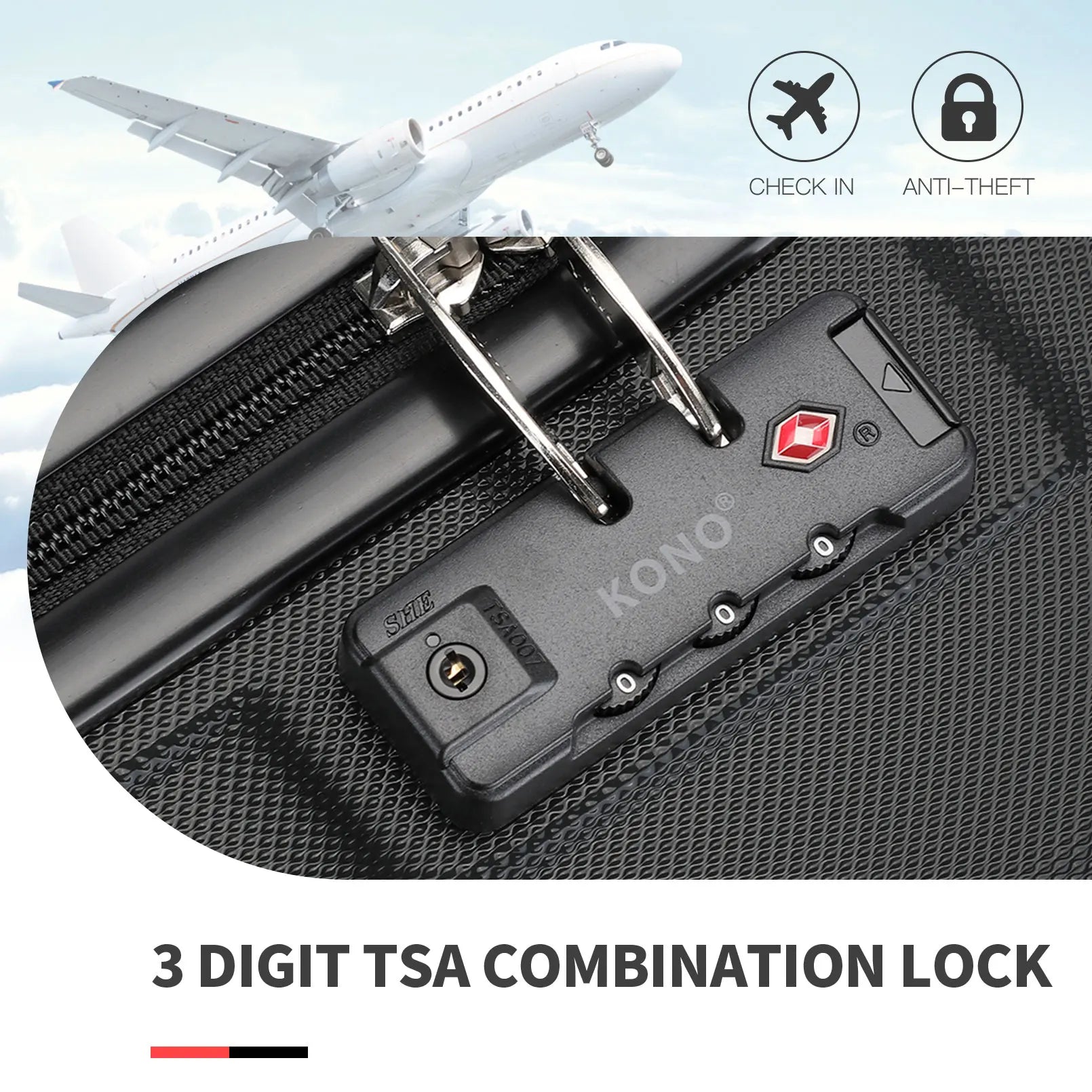 Grande Valise Hardshell Légère, Valise Trolley payée ity L, 4 Roues Jumelles, Serrure TSA, Matériau ABS