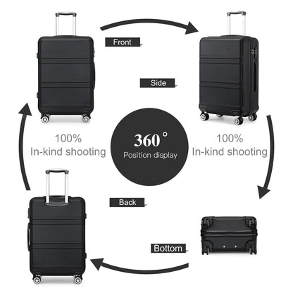 Grande Valise solide Légère, Valise Trolley payée ity L, 4 Roues Jumelles, Serrure TSA, Matériau ABS