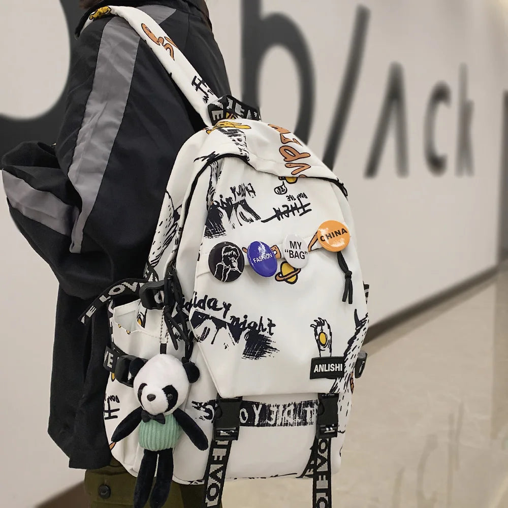 Sac à dos tendance avec motif de graffiti