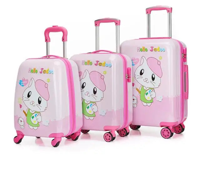 Valise rose Spinner pour enfants, bagages à main pour enfants, sacs de voyage à roulettes pour filles, bagages à roulettes pour garçons