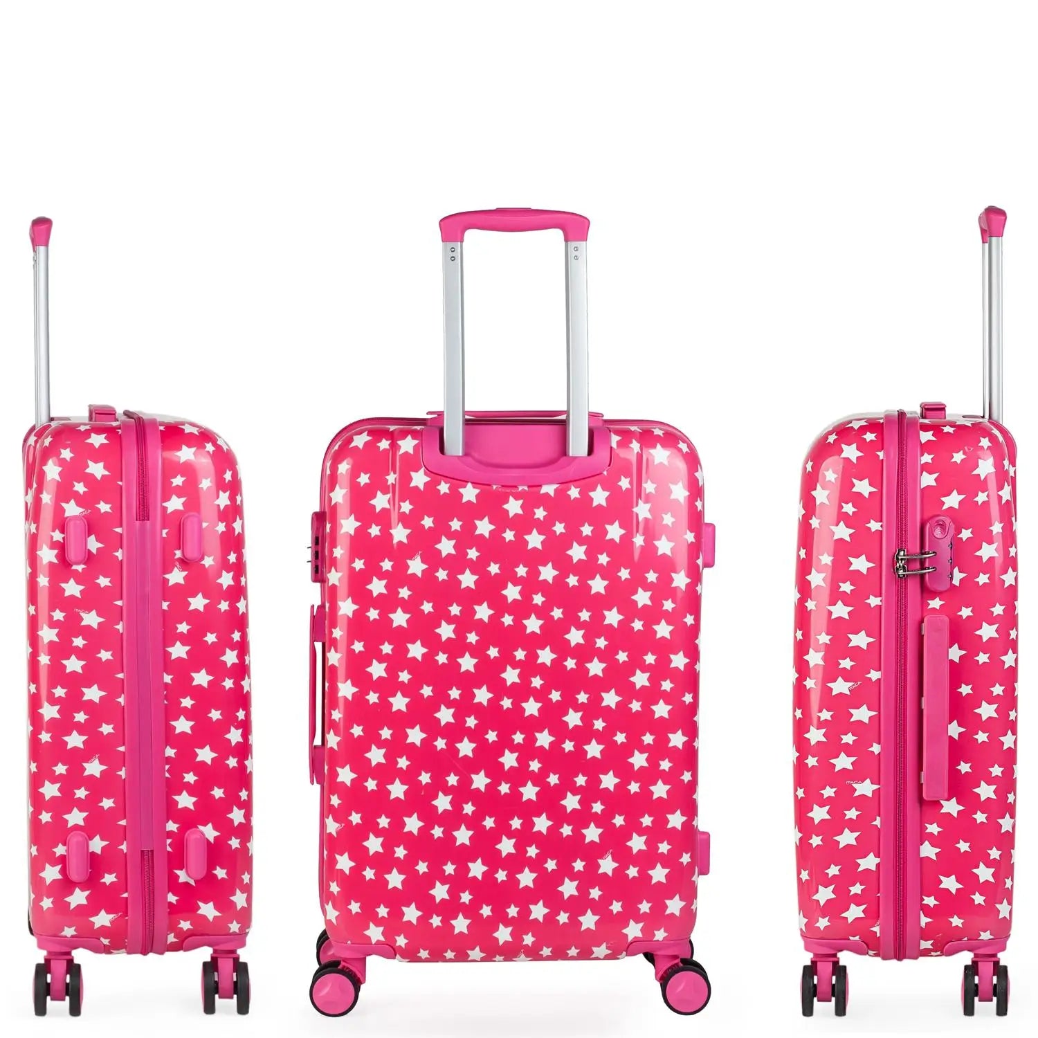 Valise de voyage modèle Stars pour jeune enfant, fille, 4 roues, polycarbonate moyen