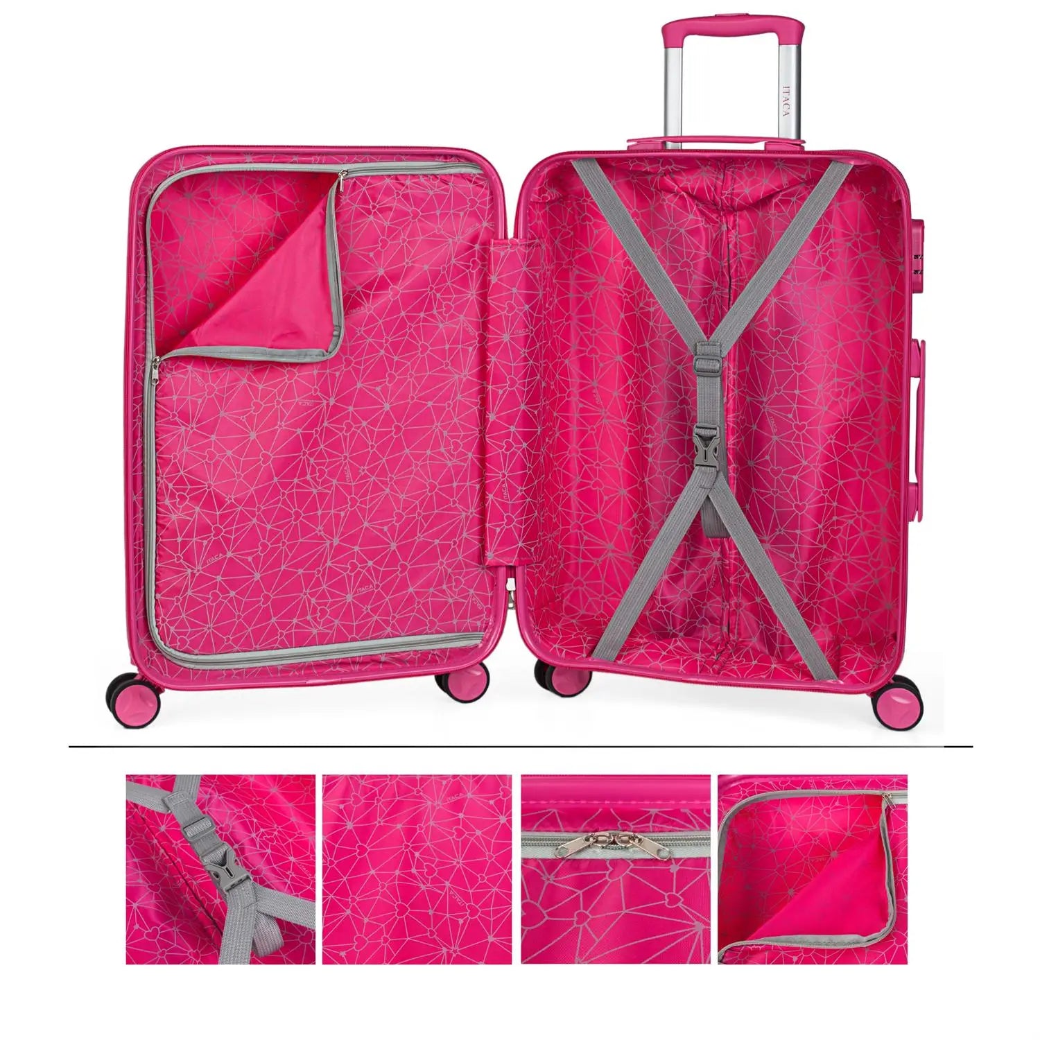 Valise de voyage modèle Stars pour jeune enfant, fille, 4 roues, polycarbonate moyen