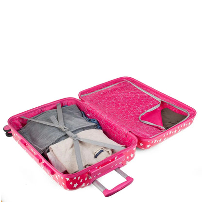 Valise de voyage modèle Stars pour jeune enfant, fille, 4 roues, polycarbonate moyen