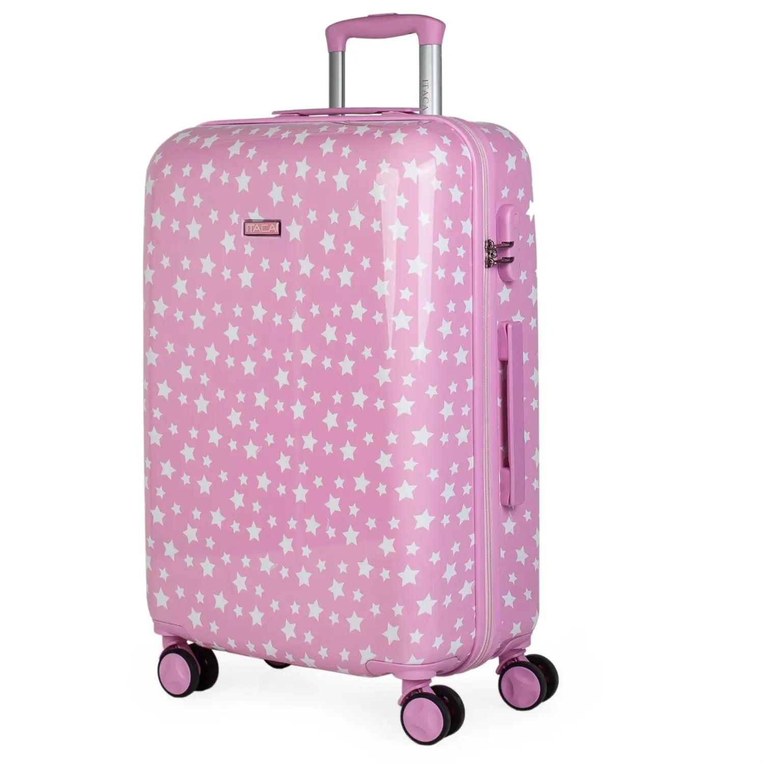 Valise de voyage modèle Stars pour jeune enfant, fille, 4 roues, polycarbonate moyen valiserose