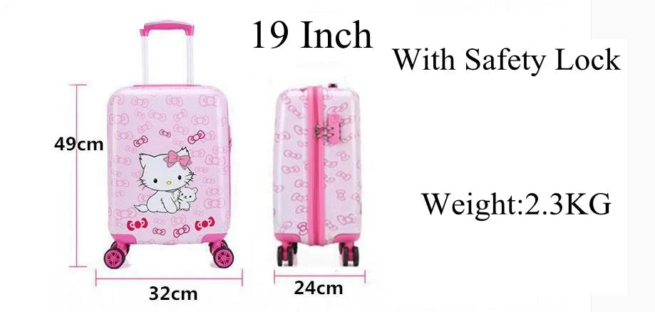 Valise rose Spinner pour enfants, bagages à main pour enfants, sacs de voyage à roulettes pour filles, bagages à roulettes pour garçons