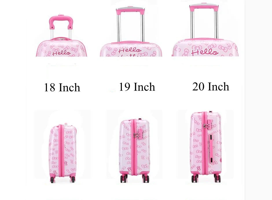 Valise rose Spinner pour enfants, bagages à main pour enfants, sacs de voyage à roulettes pour filles, bagages à roulettes pour garçons