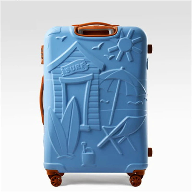 Valise avec impression en relief de plage