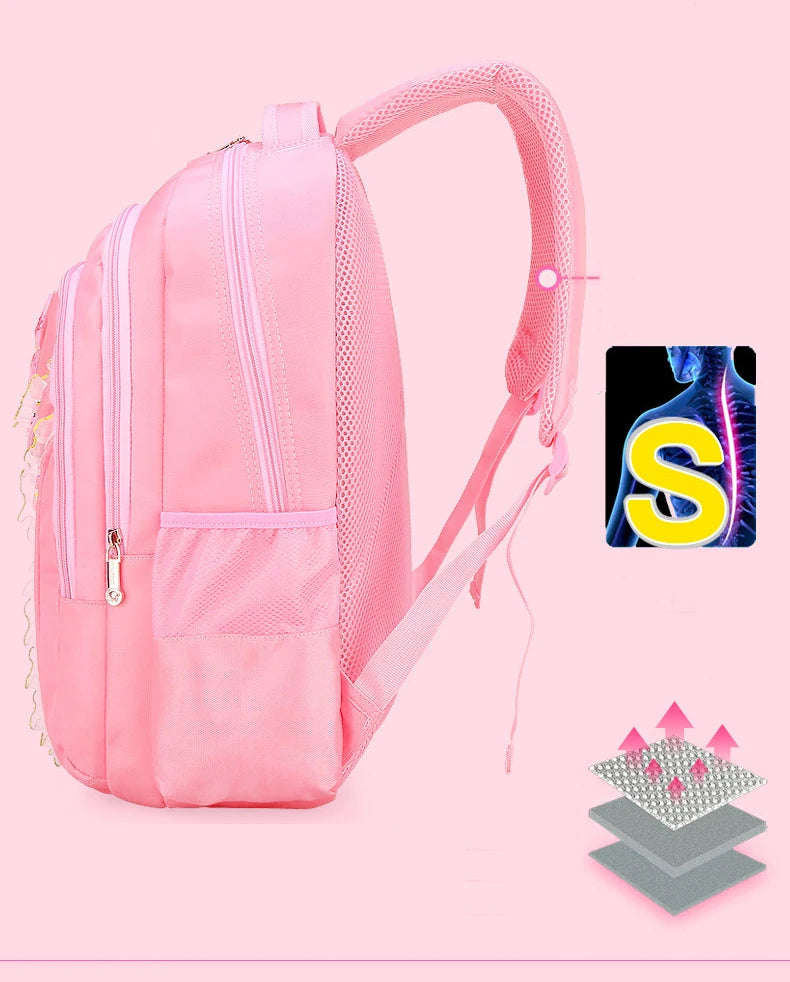 Sac à dos léger à motif de dessin animé pour enfants, sacs d'école pour filles, sac à dos pour enfants, chat doux