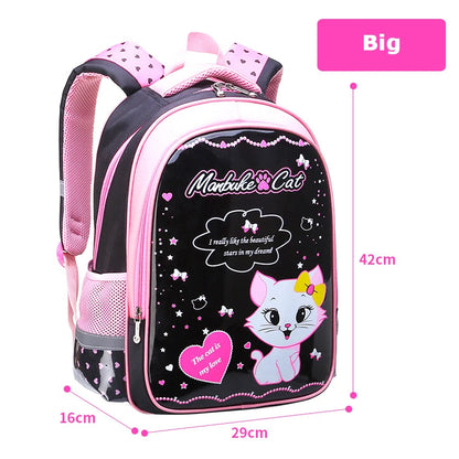 Sac à dos léger à motif de dessin animé pour enfants, sacs d'école pour filles, sac à dos pour enfants, chat doux