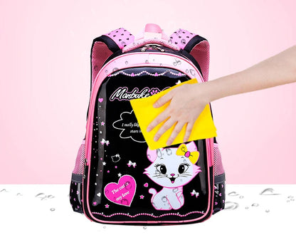 Sac à dos léger à motif de dessin animé pour enfants, sacs d'école pour filles, sac à dos pour enfants, chat doux