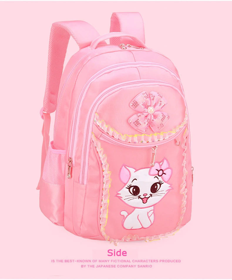 Sac à dos léger à motif de dessin animé pour enfants, sacs d'école pour filles, sac à dos pour enfants, chat doux