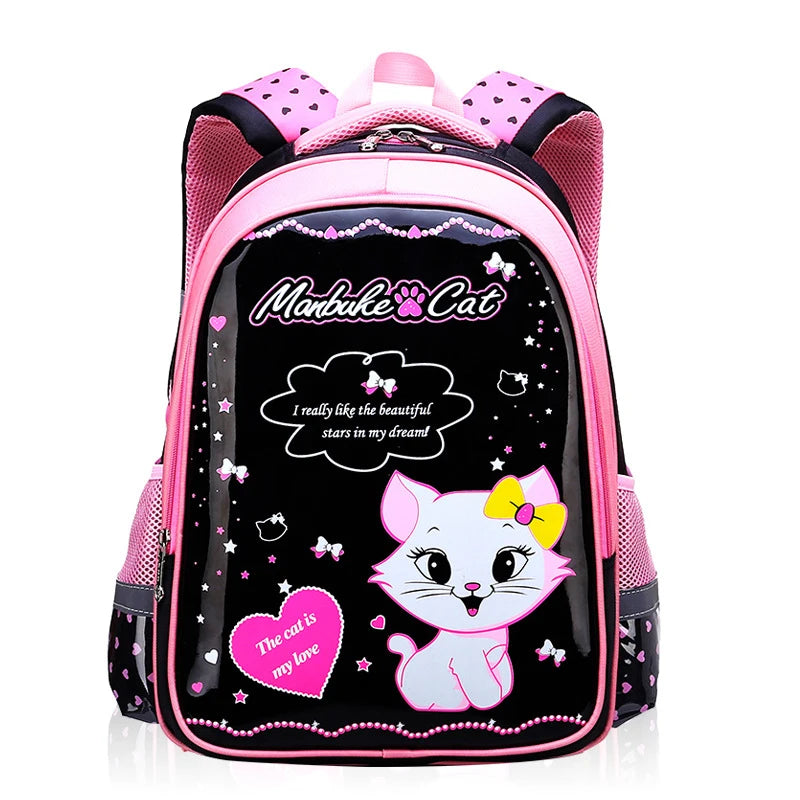 Sac à dos léger à motif de dessin animé pour enfants, sacs d'école pour filles, sac à dos pour enfants, chat doux