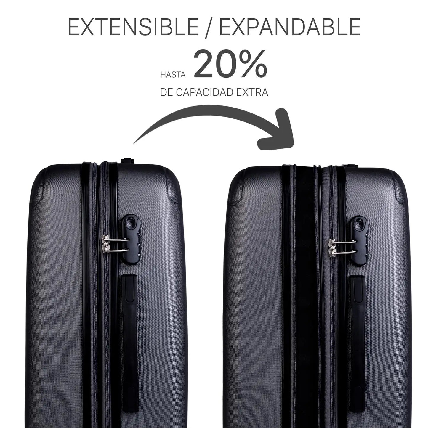 Set of 3 expandable ABS suitcases