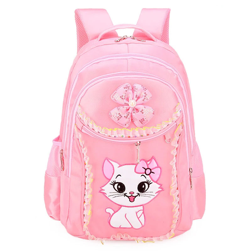 Sac à dos léger à motif de dessin animé pour enfants, sacs d'école pour filles, sac à dos pour enfants, chat doux