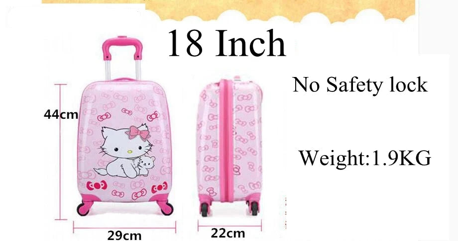 Valise rose Spinner pour enfants, bagages à main pour enfants, sacs de voyage à roulettes pour filles, bagages à roulettes pour garçons