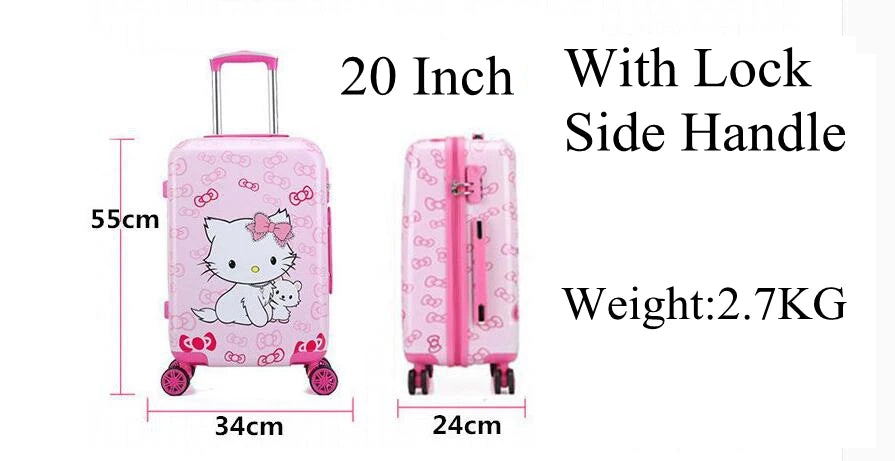 Valise rose Spinner pour enfants, bagages à main pour enfants, sacs de voyage à roulettes pour filles, bagages à roulettes pour garçons