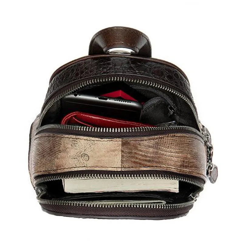 Sac à dos en cuir Patchwork