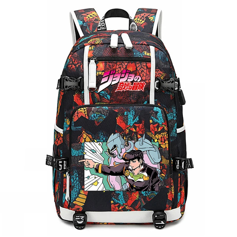 Jojo Bizarre Adventure Anime Sac à dos pour jeunes, cartable étudiant, sac de voyage grande capacité, cadeau de rentrée scolaire pour enfants