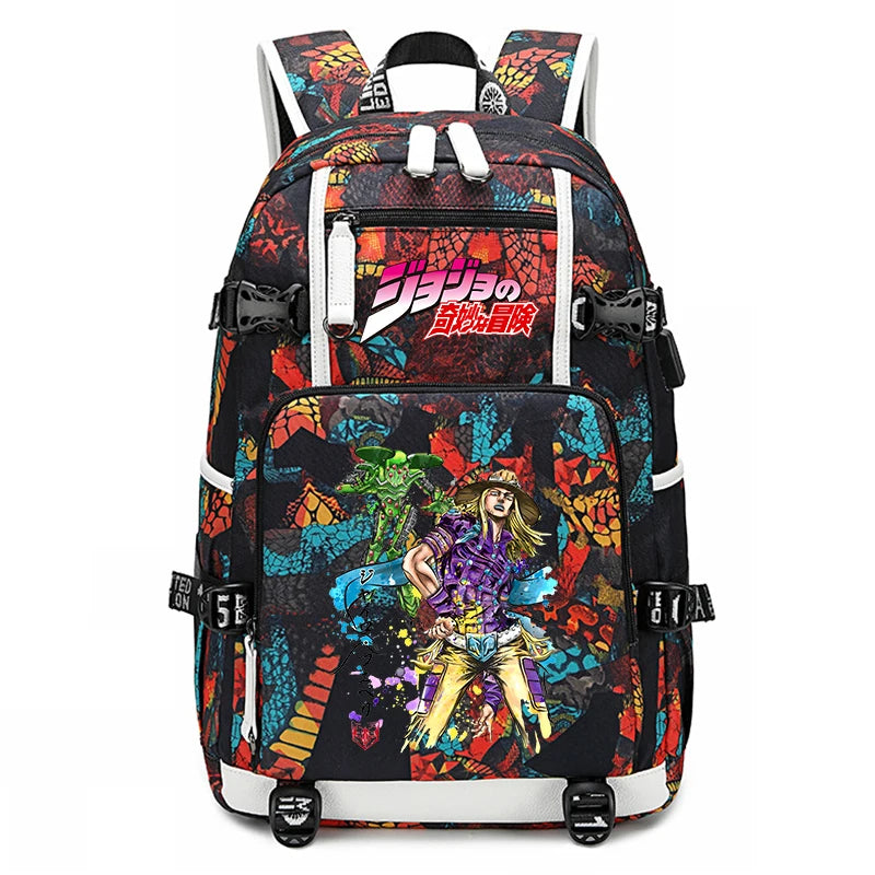 Jojo Bizarre Adventure Anime Sac à dos pour jeunes, cartable étudiant, sac de voyage grande capacité, cadeau de rentrée scolaire pour enfants