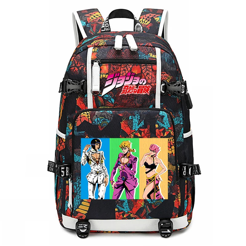 Jojo Bizarre Adventure Anime Sac à dos pour jeunes, cartable étudiant, sac de voyage grande capacité, cadeau de rentrée scolaire pour enfants