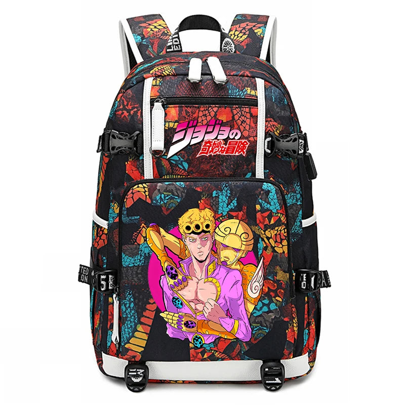 Jojo Bizarre Adventure Anime Sac à dos pour jeunes, cartable étudiant, sac de voyage grande capacité, cadeau de rentrée scolaire pour enfants